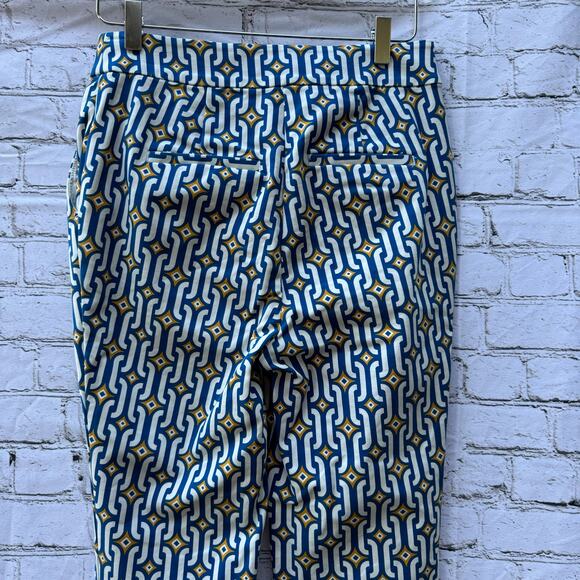 Boden Pants Cropped Flared Sapphire, Azure Geo US Size 6 R Geometric Flare - Picture 5 of 9